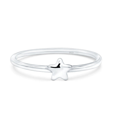 Star Oxidized Band Solid 925 Sterling Silver Thumb Ring (5mm)